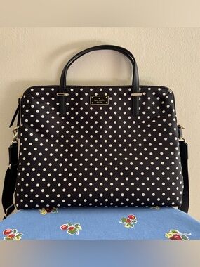 Kate Spade laptop bag polka dot black white